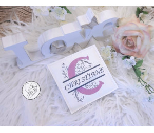 Stickdatei - Doodle Blumen Alphabet Monogram geteilt "C"